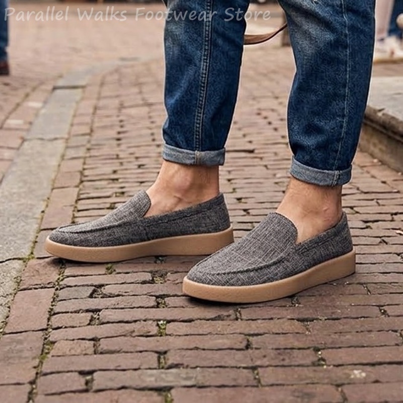 Espadrille Slip On - 남성용 캔버스 슬립온 로퍼 통기성 캐주얼