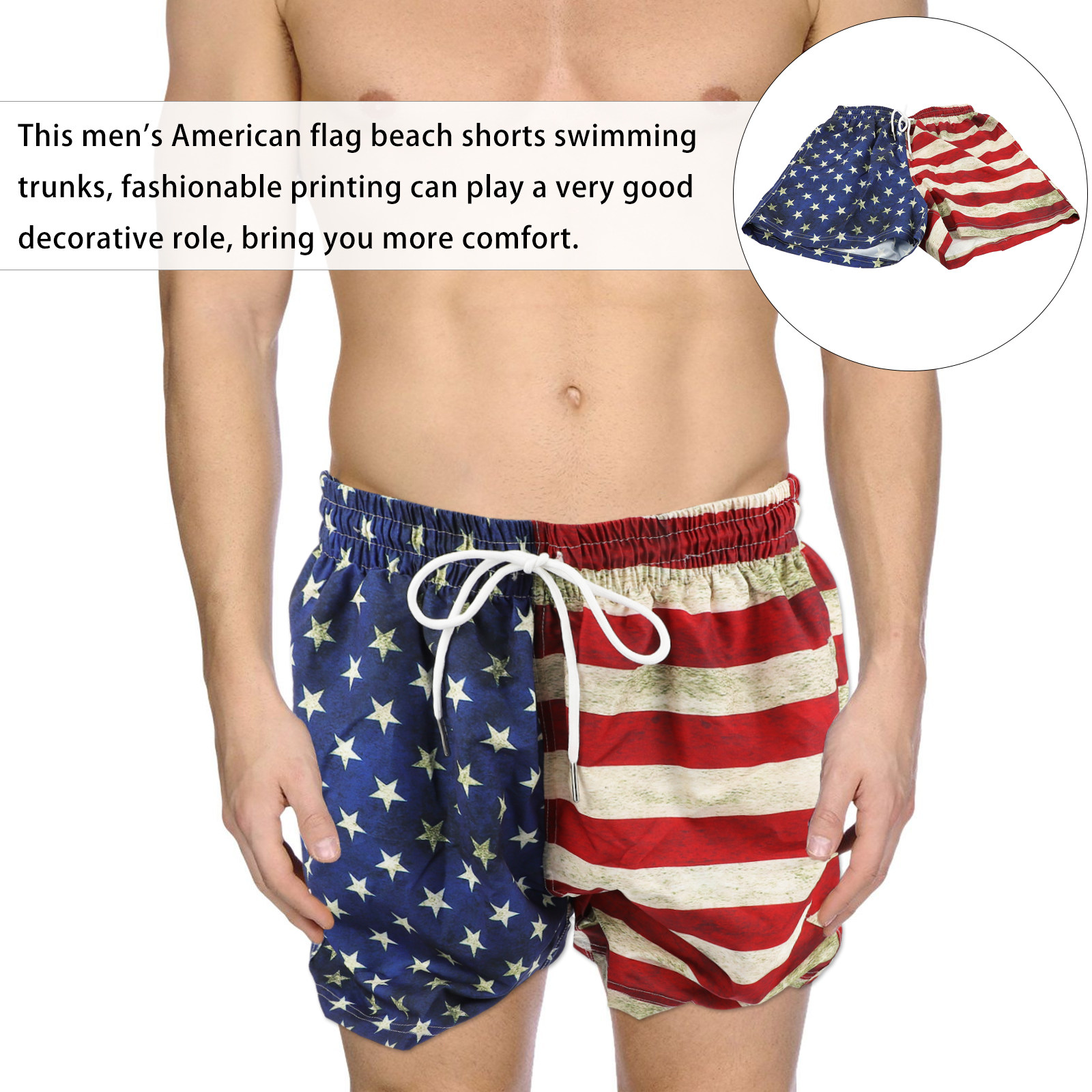 미국 국기 디자인의 남성용 여름 반바지 1벌. 넉넉한  - Swim Trunk Quick Dry 리뷰 및 가격