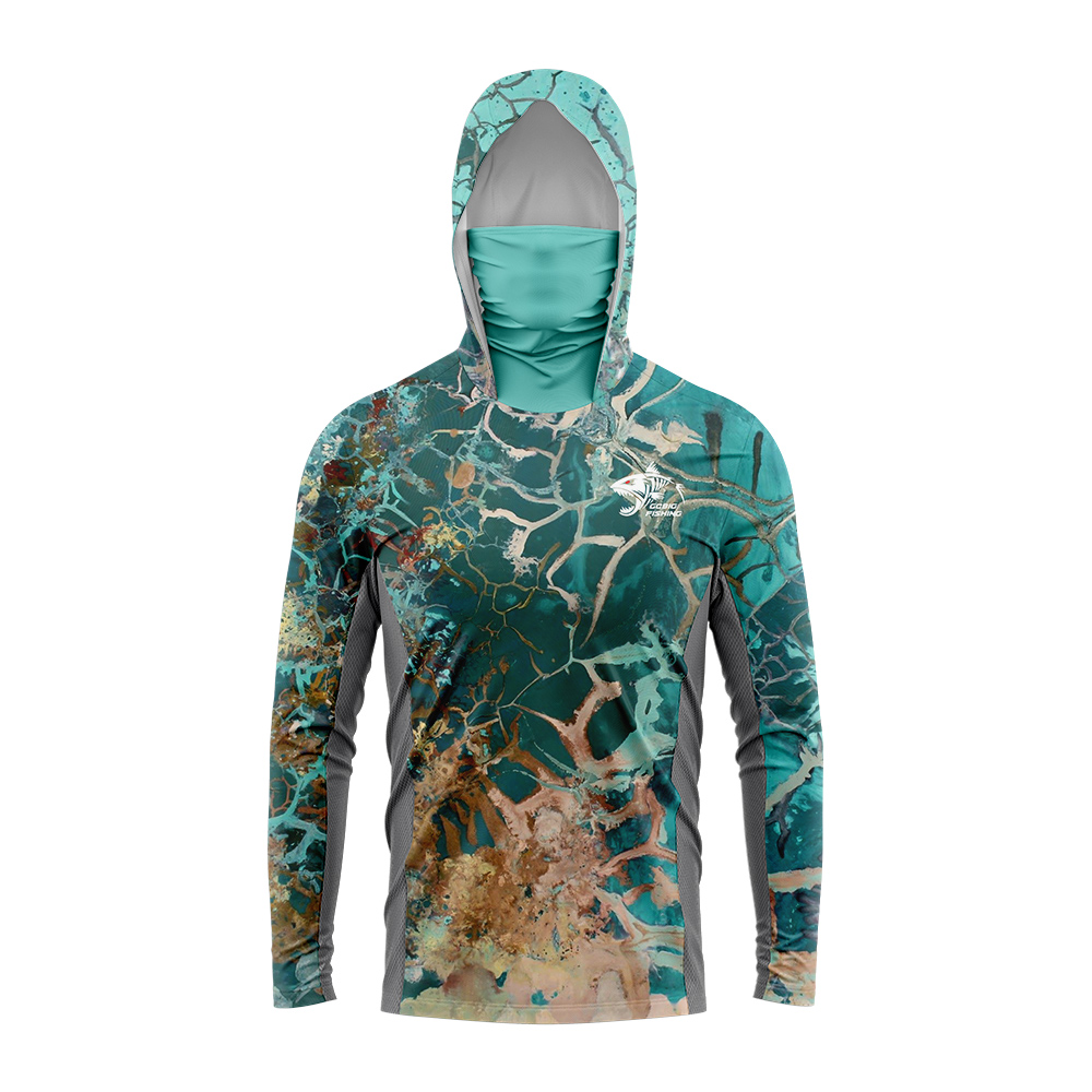 UPF50+ 후드 낚시 셔츠 내장형 페이스 가이터 3D - Tee Graphic Print 리뷰 및 가격
