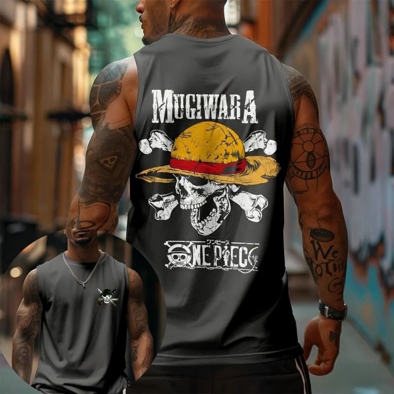 원피스 무기와라 밀짚모자 해골 탱크탑 애니메이션 그래픽 - Tank Top Muscle 리뷰 및 가격